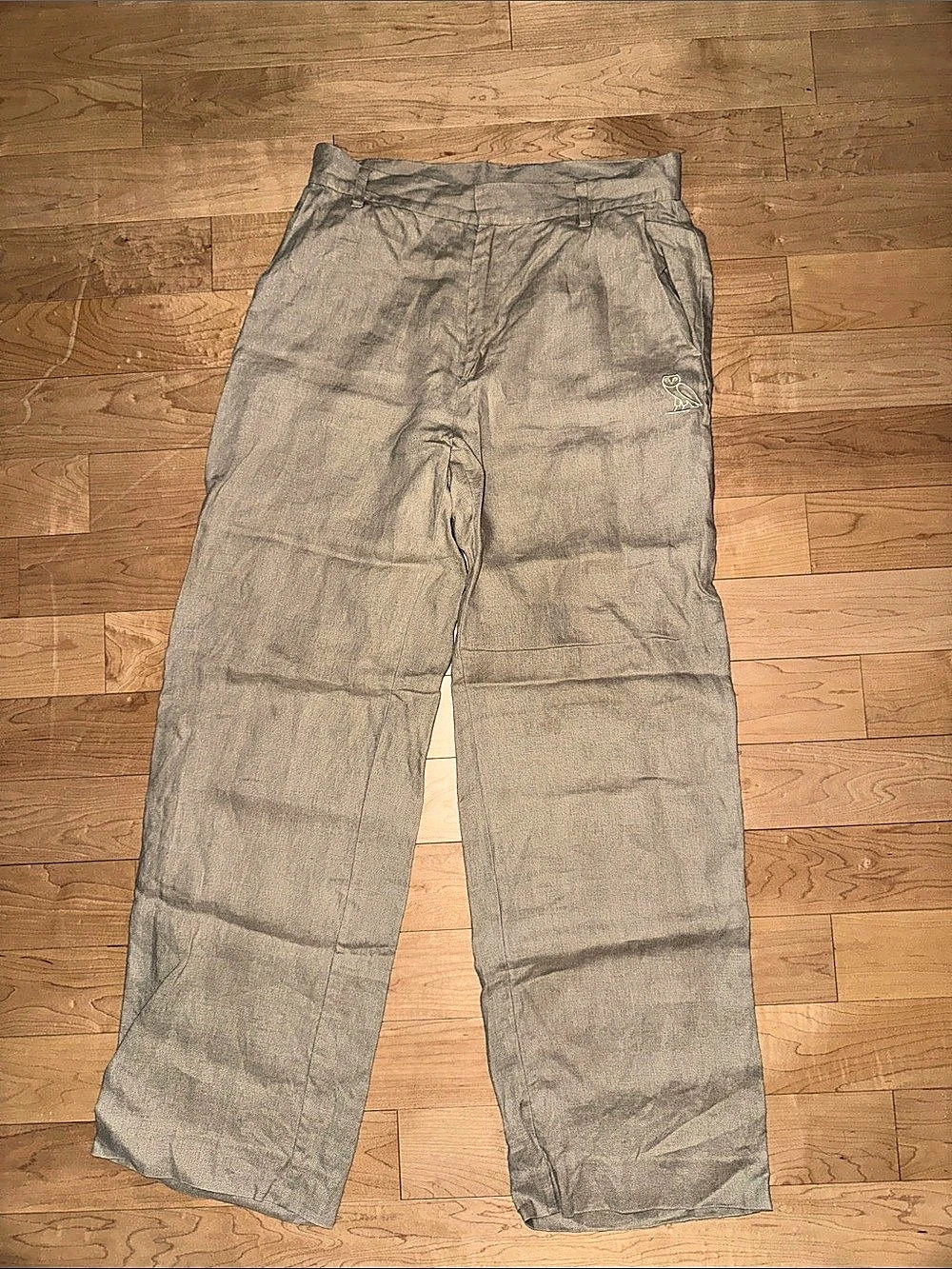 Linen Cargo Pants in Gray Size Medium Like New OVO